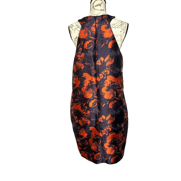 TRINA TURK Women's Red Navy Floral Tatia Criss Cross Neck Jacquard Dress size 12 - Picture 3 of 3
